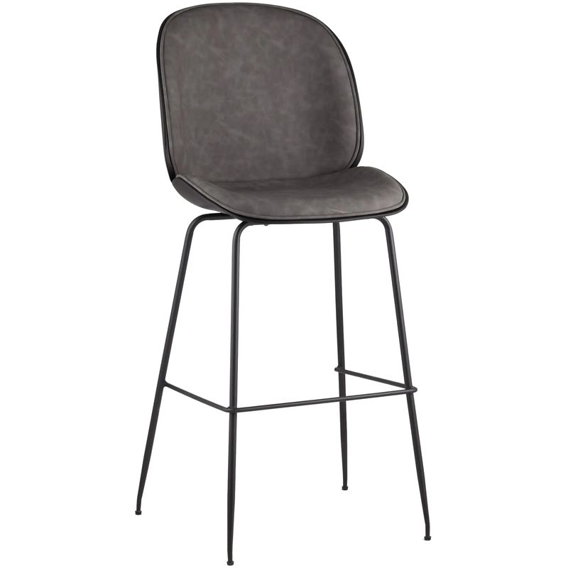 Стул Барный Винтажная Серая Экокожа Vendramin Bar Chair Серый Черный Стул Барный Винтажная Серая Экокожа Vendramin Bar Chair Серый Черный в Грозном | Loft Concept