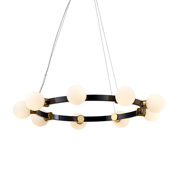 Люстра Hoop Balls Chandelier Черный Белый Люстра Hoop Balls Chandelier Черный Белый в Грозном | Loft Concept