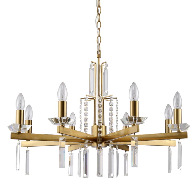 Люстра Vivien Crystal Brass Chandelier 8 Латунь Серый Люстра Vivien Crystal Brass Chandelier 8 Латунь Серый в Грозном | Loft Concept