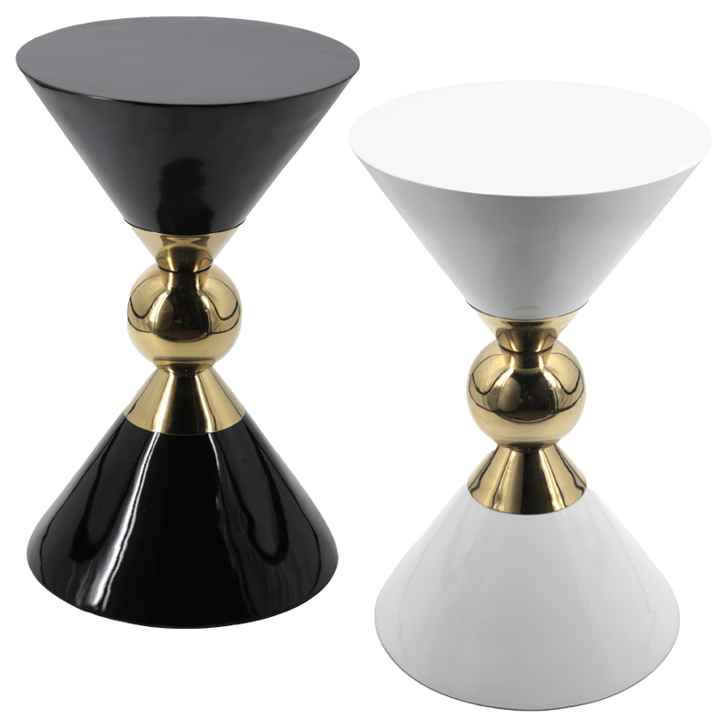 Приставной столик CANAAN ACCENT Table Черный Белый Золотой Приставной столик CANAAN ACCENT Table Черный Белый Золотой в Грозном | Loft Concept
