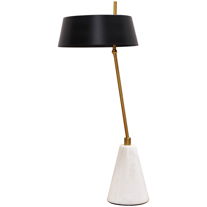 Настольная лампа с черным металлическим абажуром Dominique Table Lamp Черный Золотой Белый Настольная лампа с черным металлическим абажуром Dominique Table Lamp Черный Золотой Белый в Грозном | Loft Concept