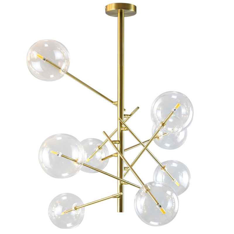 Люстра Gallotti & Radice Bolle Рanging Lamp 8 плафонов Золотой Прозрачный (Transparent) Люстра Gallotti & Radice Bolle Рanging Lamp 8 плафонов Золотой Прозрачный (Transparent) в Грозном | Loft Concept