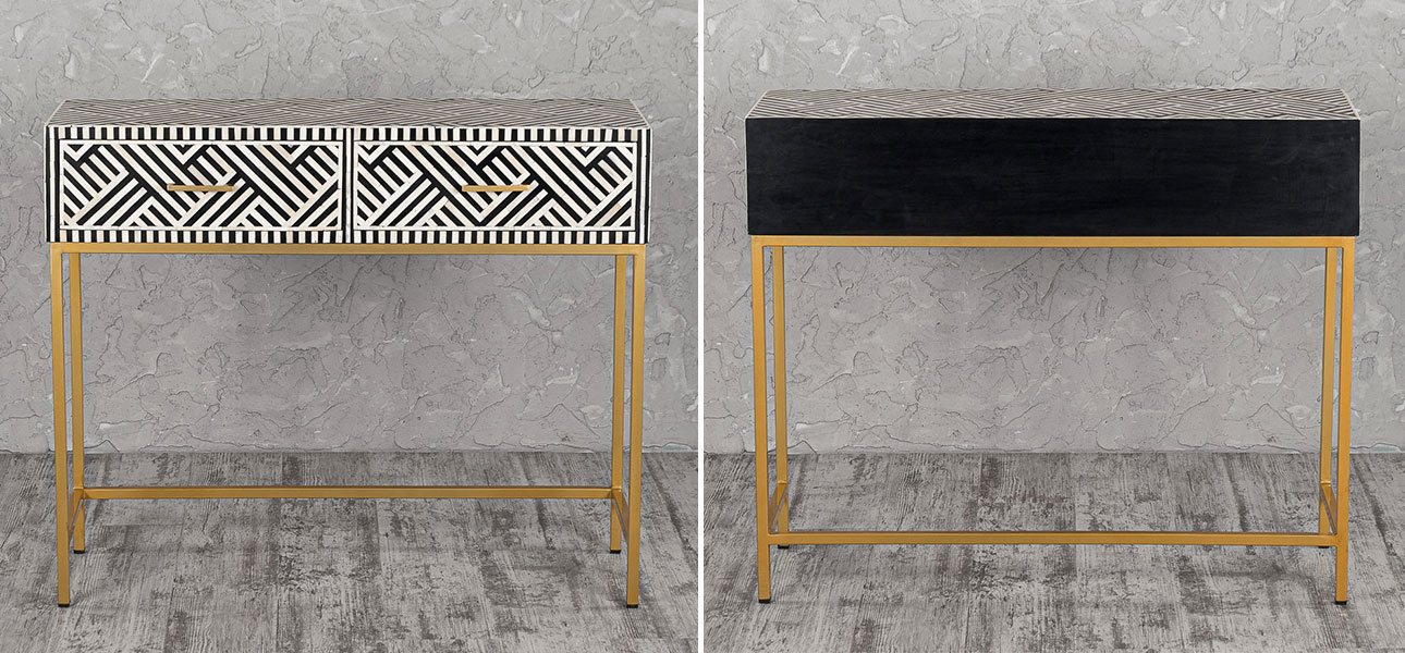 Тумба прямоугольная с инкрустацией Chester - фото