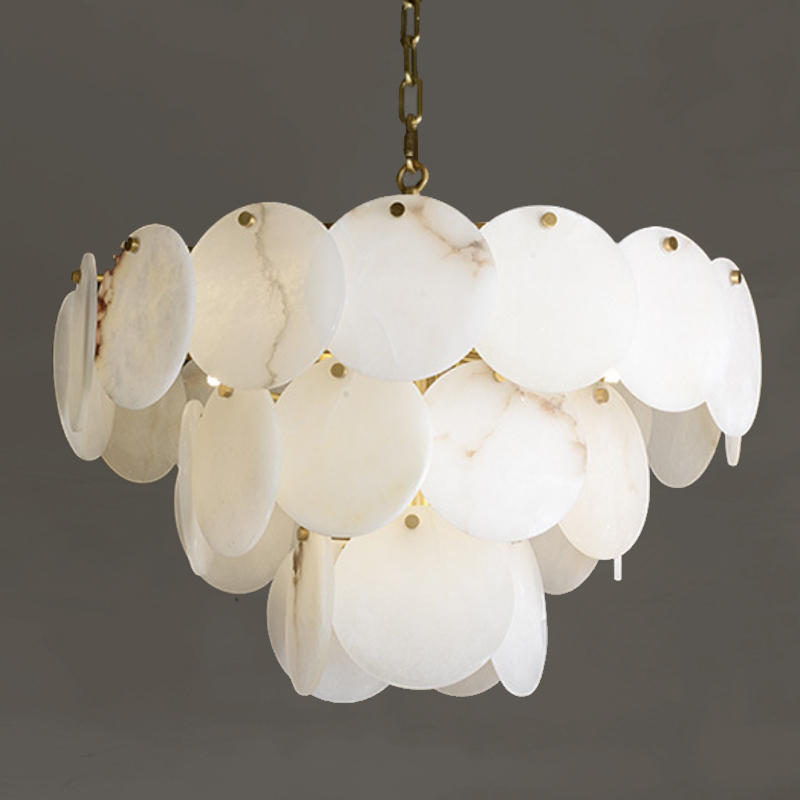 Люстра Letizia Marble Three Tiered Chandelier Латунь Белый Мрамор Bianco в Грозном | Loft Concept 
