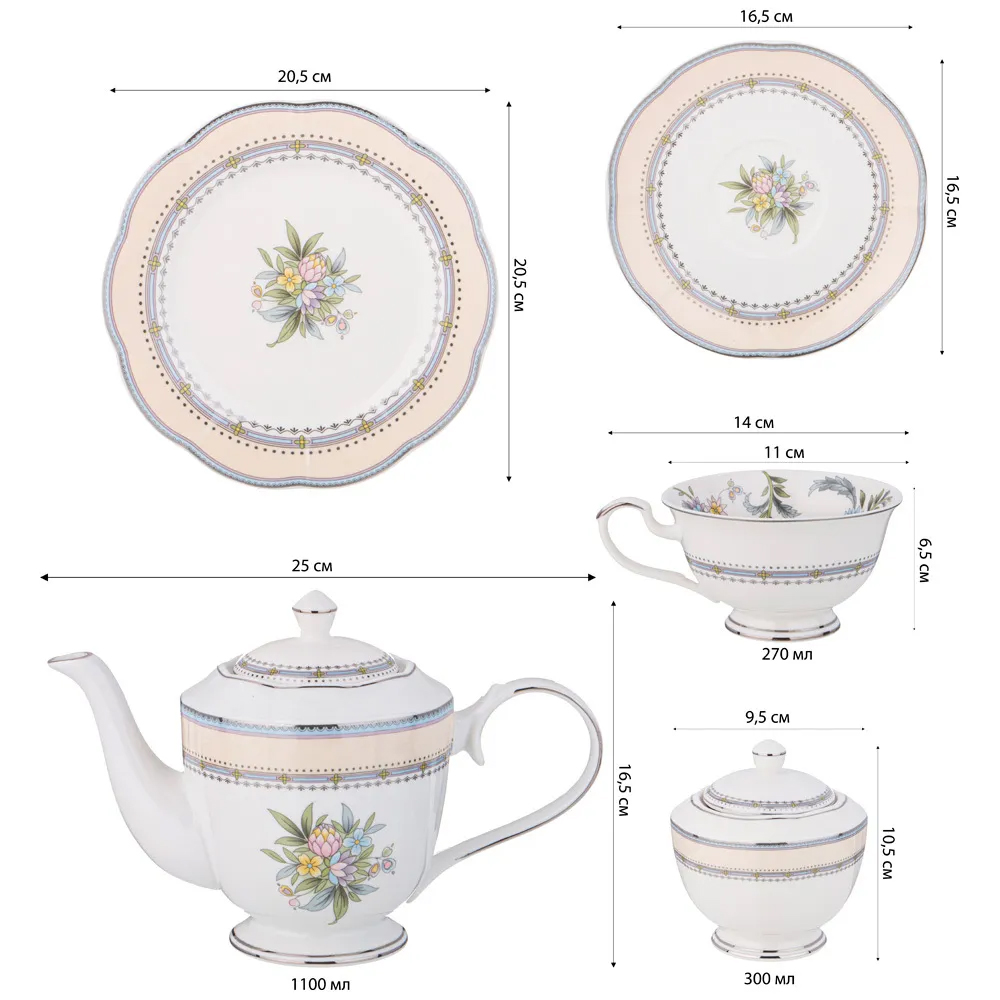 Чайный сервиз из фарфора на 6 персон 20 предметов Tea Flower Set Чайный сервиз из фарфора на 6 персон 20 предметов Tea Flower Set в Грозном