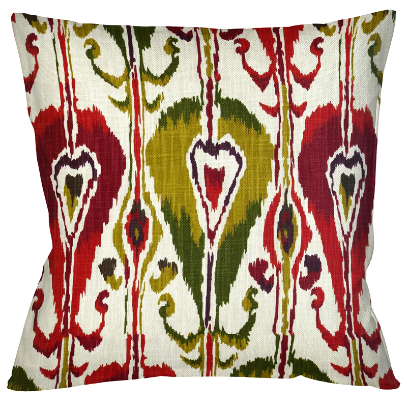 Декоративная подушка Ikat Pattern Красно-белая Мульти Декоративная подушка Ikat Pattern Красно-белая Мульти в Грозном | Loft Concept