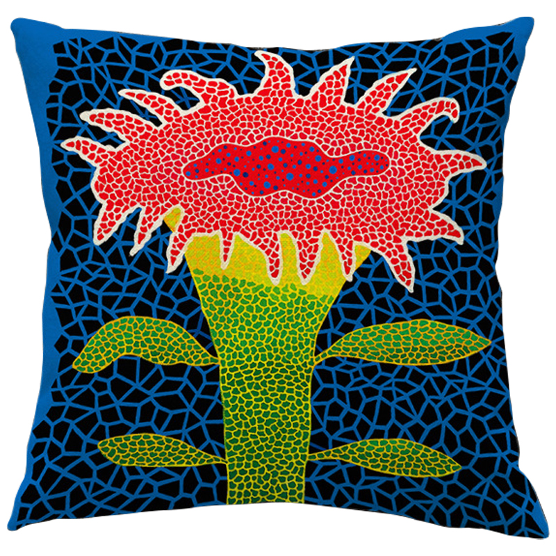 Декоративная подушка Yayoi Kusama Flower Pink Мульти Синий Зеленый Желтый Декоративная подушка Yayoi Kusama Flower Pink Мульти Синий Зеленый Желтый в Грозном | Loft Concept