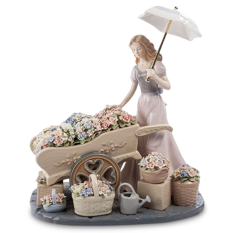 Статуэтка фарфоровая Девушка с цветами Charming Statuette Белый Розовый Серо-голубой Зеленый Бежевый Серый Статуэтка фарфоровая Девушка с цветами Charming Statuette Белый Розовый Серо-голубой Зеленый Бежевый Серый в Грозном | Loft Concept