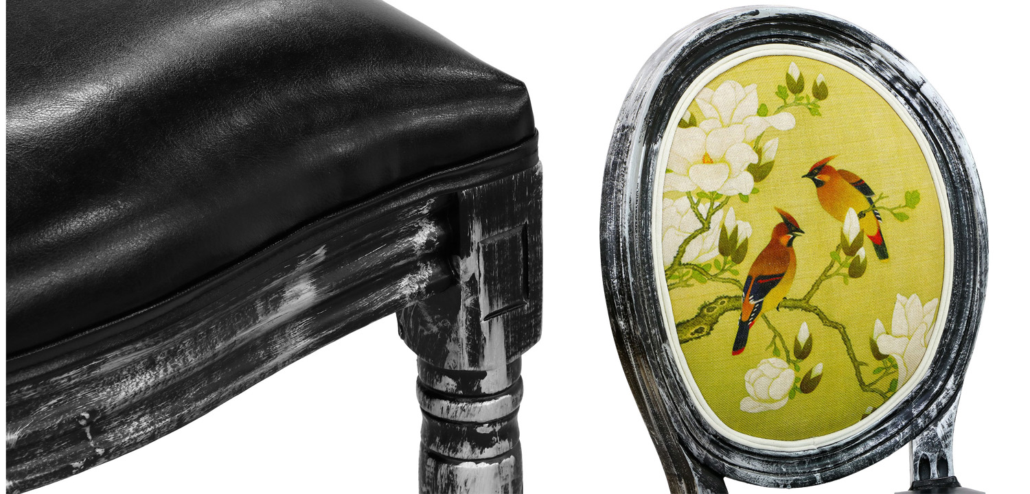 Стул French chair Birds black - фото №1