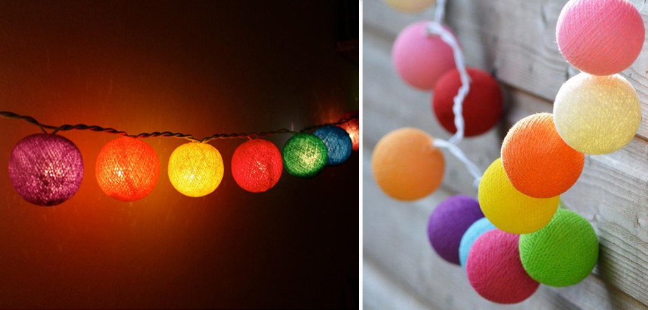 Гирлянда хлопковые фонарики Сotton Ball Rainbow - Loft-Concept в Грозном