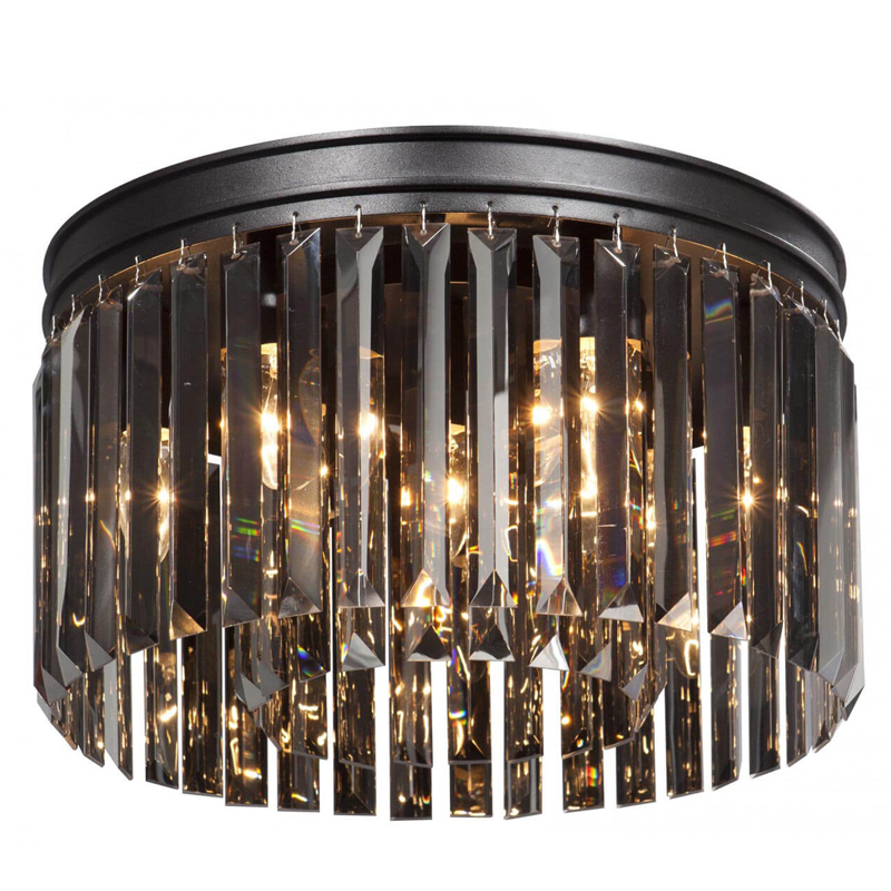 Потолочный светильник Smok  GLASS Prism Round 2-TIER 40 см Черный в Грозном | Loft Concept 