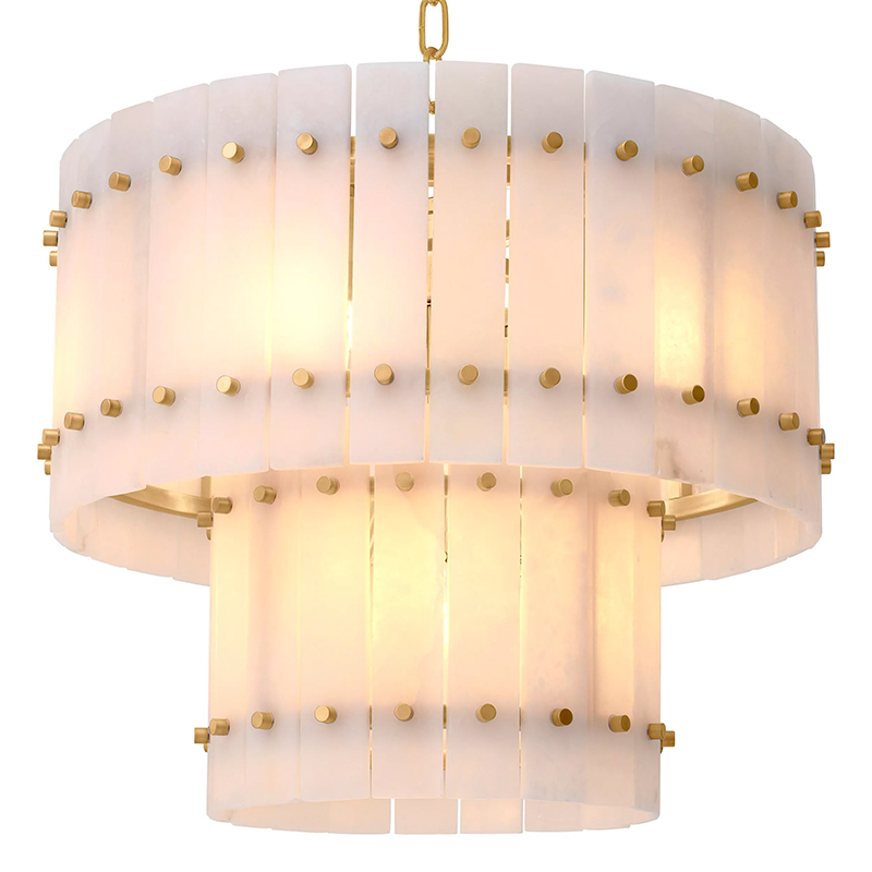 Люстра Eichholtz Chandelier Ruby S Alabaster Латунь Бежевый Белый Мрамор Bianco Люстра Eichholtz Chandelier Ruby S Alabaster Латунь Бежевый Белый Мрамор Bianco в Грозном | Loft Concept
