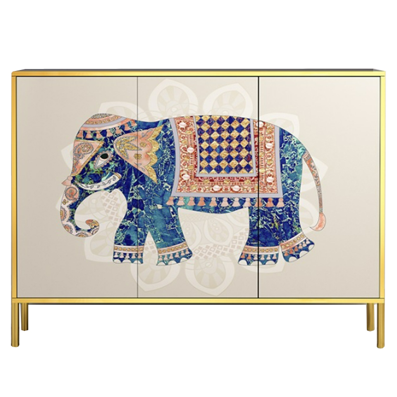Комод с орнаментом Индийский Слон ivory ( слоновая кость ) Синий Латунь Комод с орнаментом Индийский Слон ivory ( слоновая кость ) Синий Латунь в Грозном | Loft Concept