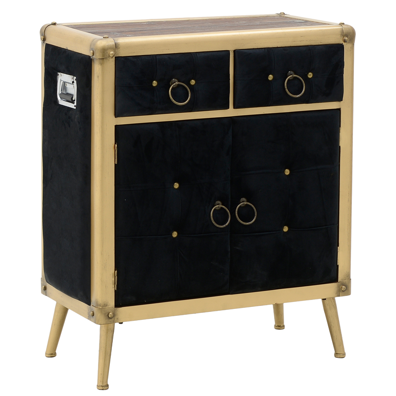 Комод с текстильной обивкой Jokum Chest of Drawers Черный Черный Золотой Комод с текстильной обивкой Jokum Chest of Drawers Черный Черный Золотой в Грозном | Loft Concept