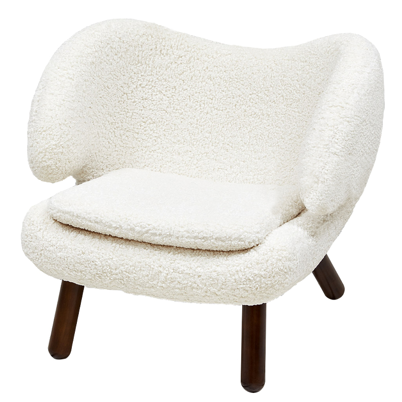 Кресло из белой ткани букле с ножками из массива ясеня Boucle Caldwell White Armchair Белый Коричневый Кресло из белой ткани букле с ножками из массива ясеня Boucle Caldwell White Armchair Белый Коричневый в Грозном | Loft Concept