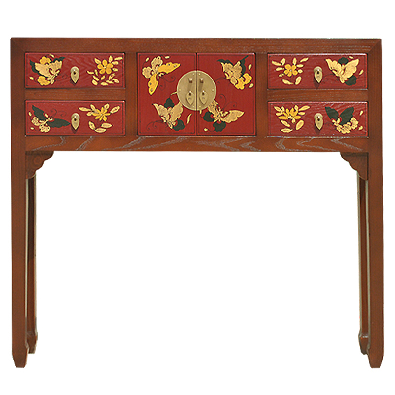 Коричневая консоль из массива сосны в Китайском стиле с красными ящиками Wood Console Chinese Коричневый Красный Коричневая консоль из массива сосны в Китайском стиле с красными ящиками Wood Console Chinese Коричневый Красный в Грозном | Loft Concept