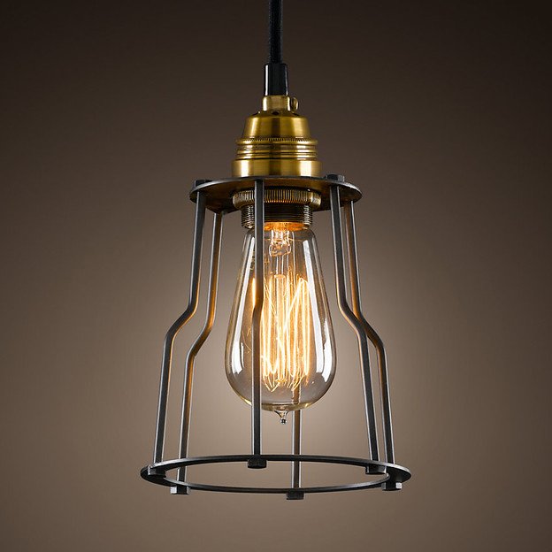 Подвесной светильник Loft Industrial Cage Filament Pendant Бронза Черный Подвесной светильник Loft Industrial Cage Filament Pendant Бронза Черный в Грозном | Loft Concept