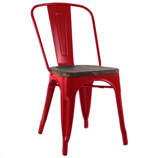 Кухонный стул Tolix Chair Wood Red Красный Красный Коричневый Кухонный стул Tolix Chair Wood Red Красный Красный Коричневый в Грозном | Loft Concept