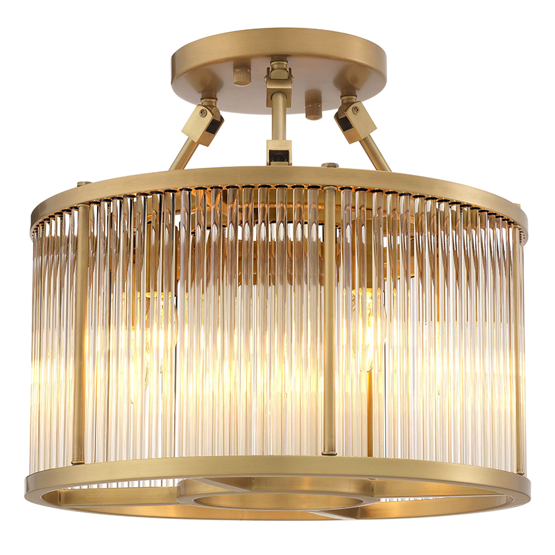 Потолочный светильник Eichholtz  Ceiling Lamp Bernardi S Brass Прозрачное Стекло Латунь в Грозном | Loft Concept 