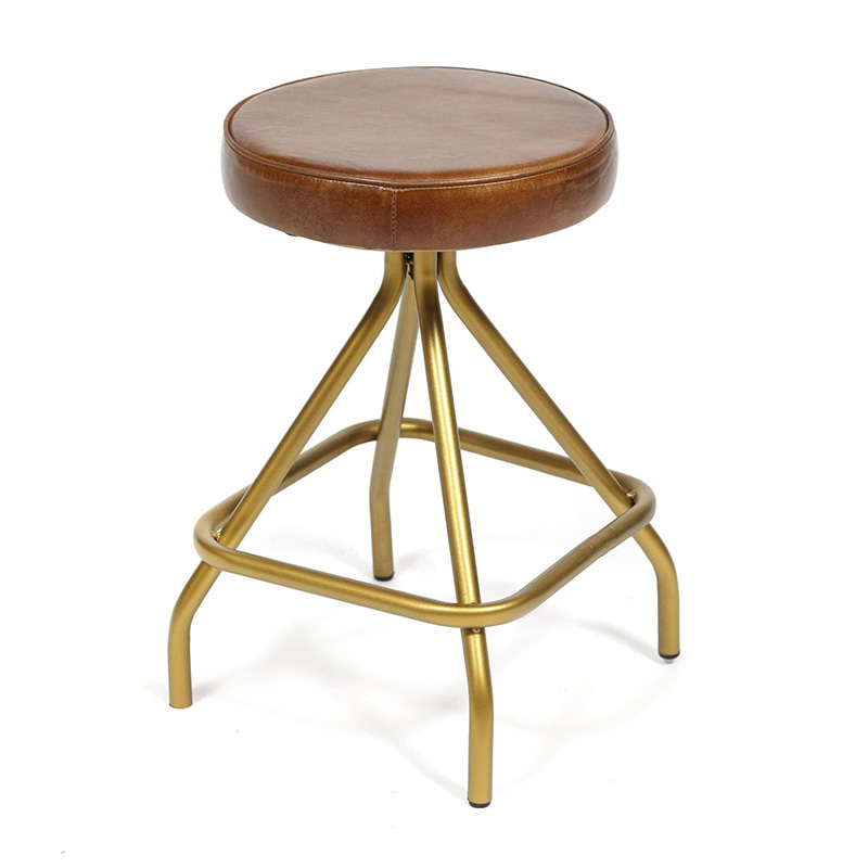 Стул из кожи буйвола Industrial leather stool Коричневый Латунь Стул из кожи буйвола Industrial leather stool Коричневый Латунь в Грозном | Loft Concept