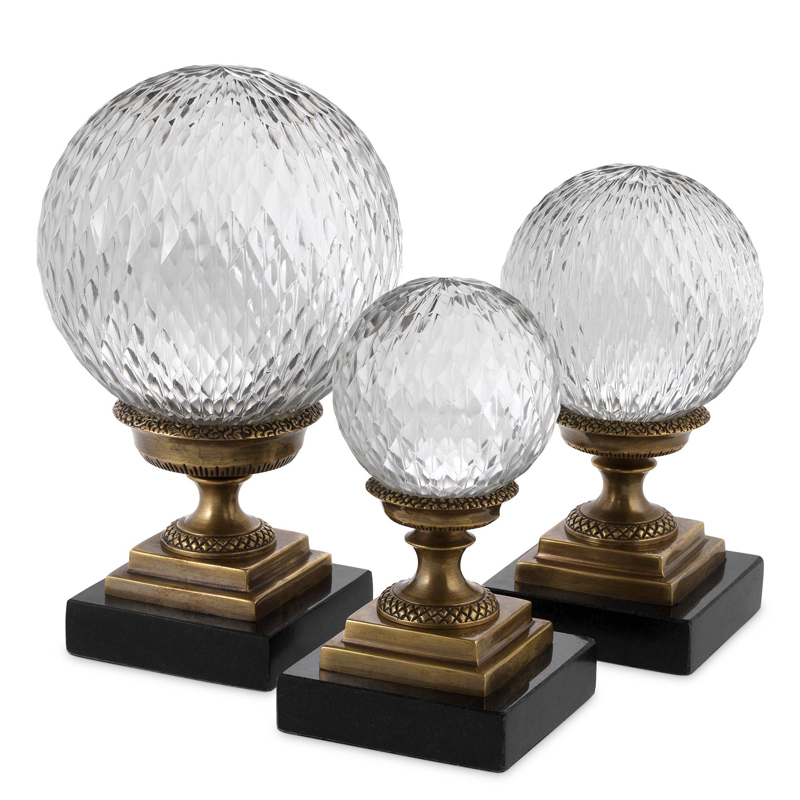 Аксессуары Eichholtz Object Divani set of 3 Черный Прозрачный Винтажная латунь Аксессуары Eichholtz Object Divani set of 3 Черный Прозрачный Винтажная латунь в Грозном | Loft Concept