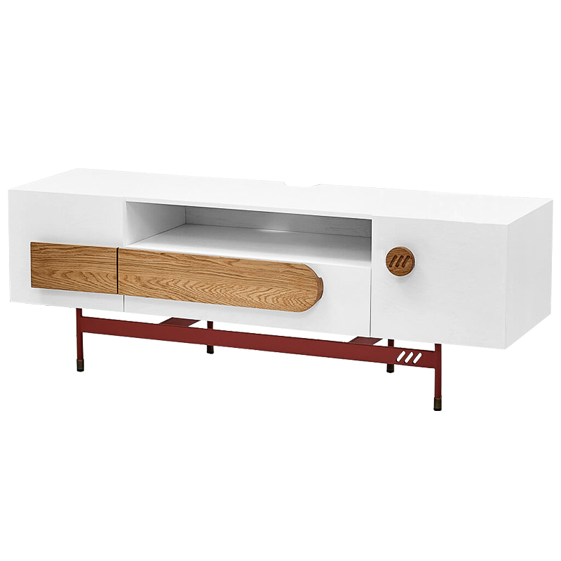 ТВ-тумба White and Wood Minimalism Белый Древесина Бургундский красный ТВ-тумба White and Wood Minimalism Белый Древесина Бургундский красный в Грозном | Loft Concept