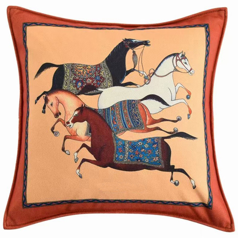 Декоративная подушка Hermes Horse 39 Оранжевый Мульти Декоративная подушка Hermes Horse 39 Оранжевый Мульти в Грозном | Loft Concept