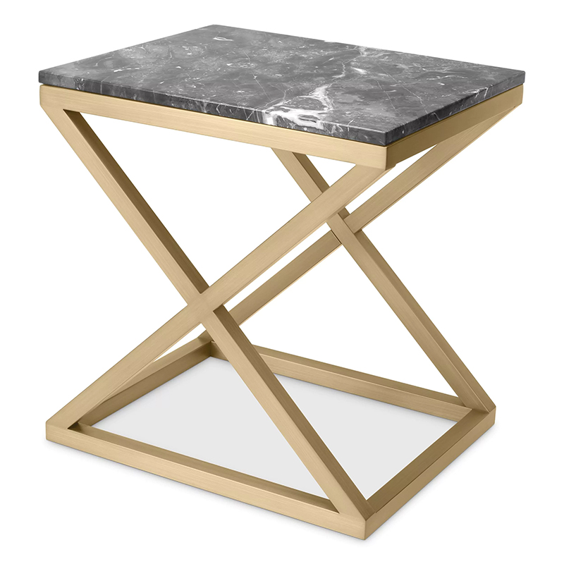 Приставной стол Eichholtz Side Table Criss Cross Латунь Серый Приставной стол Eichholtz Side Table Criss Cross Латунь Серый в Грозном | Loft Concept