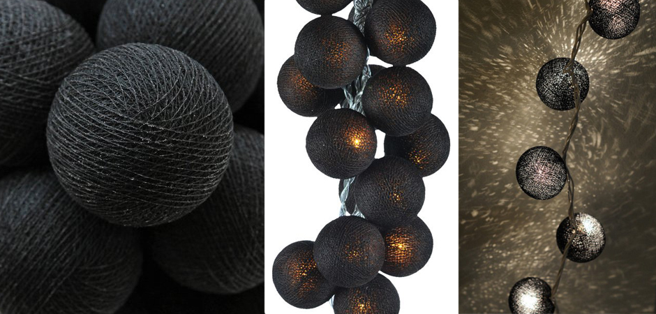 Гирлянда хлопковые фонарики Сotton Ball Ice Black - Loft-Concept в Грозном