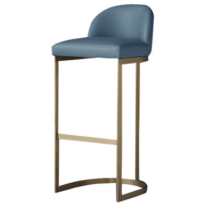 Барный стул Barrel Back Counter Stool Голубой Золотой Барный стул Barrel Back Counter Stool Голубой Золотой в Грозном | Loft Concept