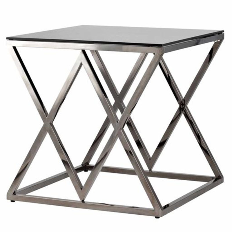 Стол приставной Geometry Rhombus Dark Chrome Темный хром Стекло Смок Стол приставной Geometry Rhombus Dark Chrome Темный хром Стекло Смок в Грозном | Loft Concept