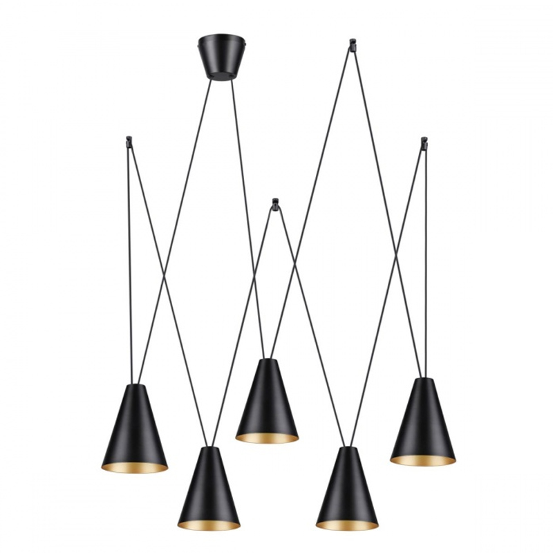 Люстра Brooklyn Lights c Матовыми Плафонами Черный Черный матовый Золотой Люстра Brooklyn Lights c Матовыми Плафонами Черный Черный матовый Золотой в Грозном | Loft Concept