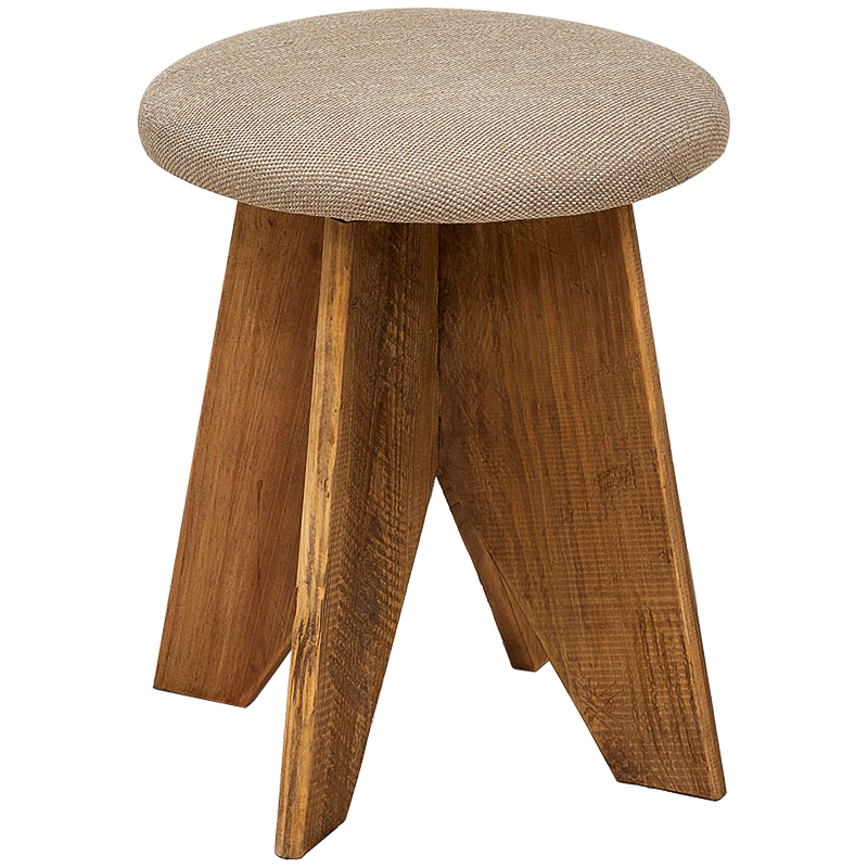 Пуф деревянный круглый Aime Wood Round Pouf Бежево-серый Древесина в Грозном | Loft Concept 