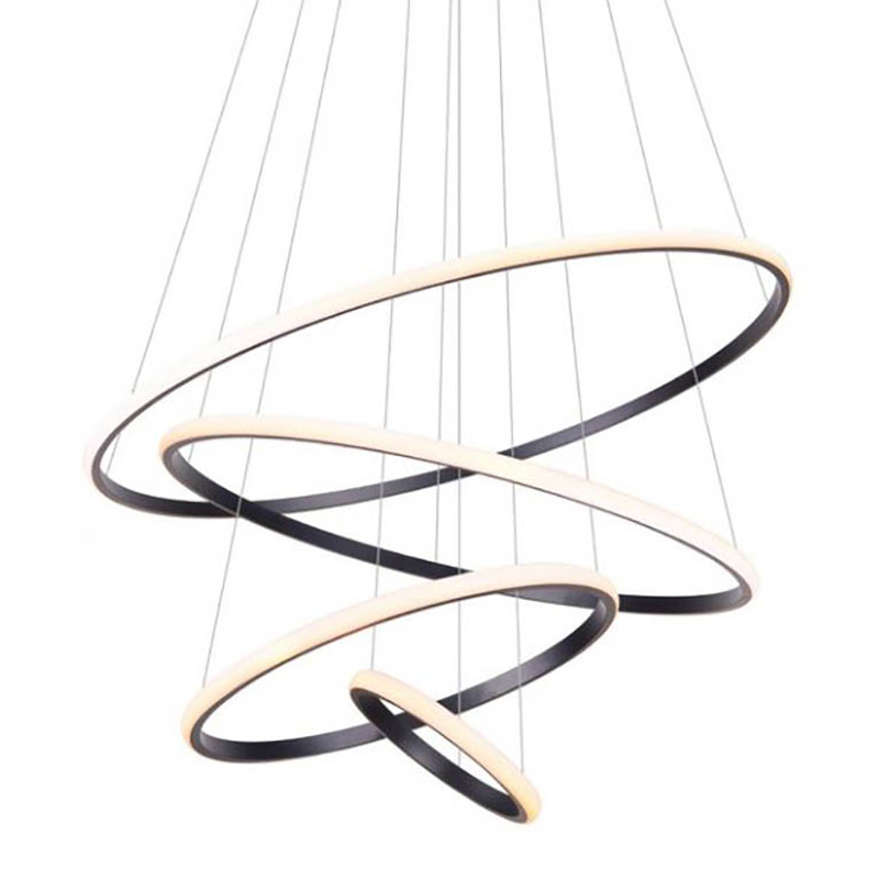 Люстра Ring Horizontal Trio black 80+60+40+20 Черный Белый Люстра Ring Horizontal Trio black 80+60+40+20 Черный Белый в Грозном | Loft Concept