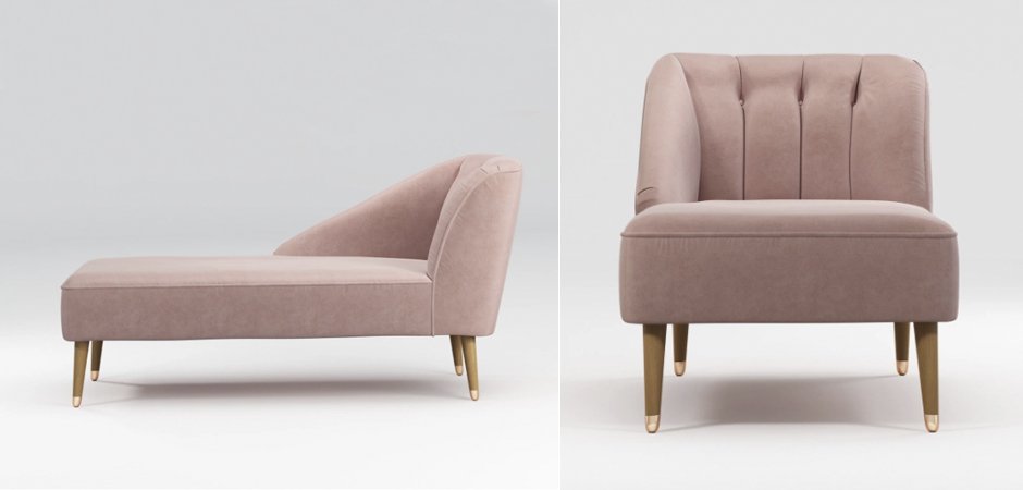 Кушетка Chaise Longue, Pink Cotton Velvet - Loft-Concept в Грозном