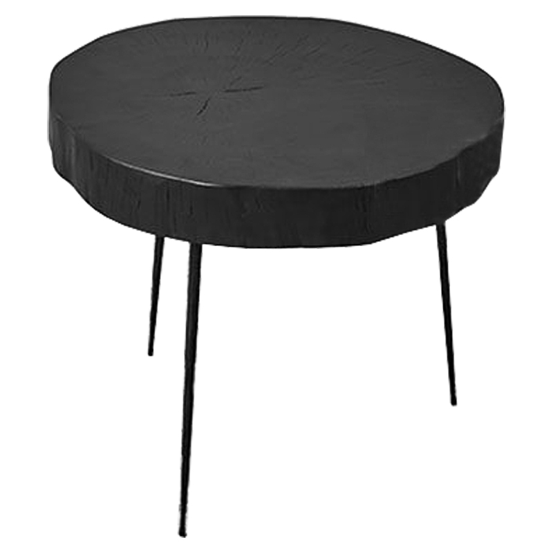 Приставной стол Saw Cut Black Wood Side Table Черный Приставной стол Saw Cut Black Wood Side Table Черный в Грозном | Loft Concept