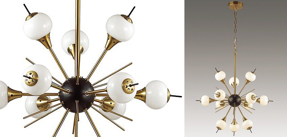 White Glass Globes Sputnik Chandelier White Glass Globes Sputnik Chandelier - Loft-Concept в Грозном