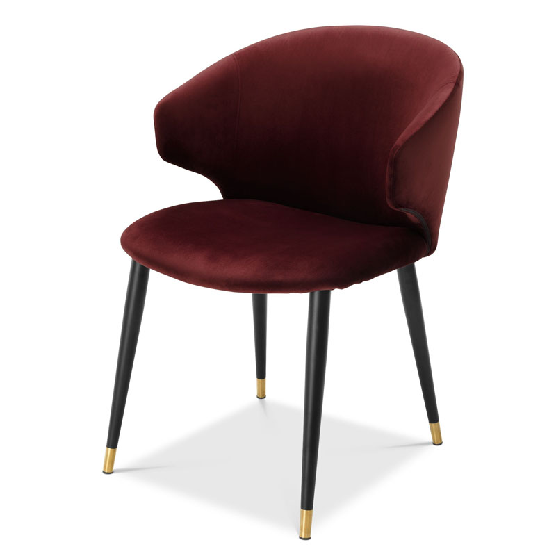 Стул Eichholtz DINING CHAIR VOLANTE burgundy Бургундский красный Черный Золотой Стул Eichholtz DINING CHAIR VOLANTE burgundy Бургундский красный Черный Золотой в Грозном | Loft Concept