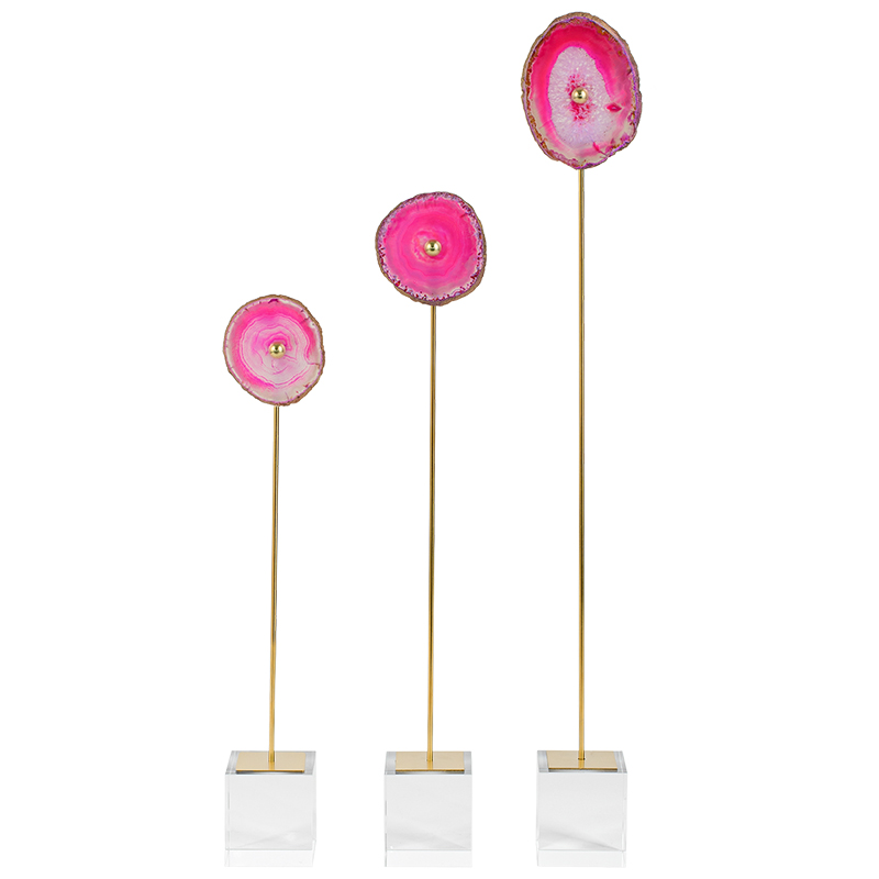 Комплект из 3-х статуэток AGATE DESIGN Pink Фуксия Глянцевое золото Прозрачный Комплект из 3-х статуэток AGATE DESIGN Pink Фуксия Глянцевое золото Прозрачный в Грозном | Loft Concept