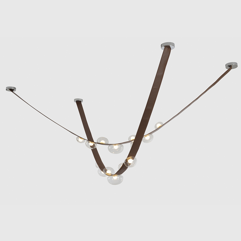Подвесной светильник тонкий из кожи с 7-ю лампочками Flos Wireline Lighting Черный Прозрачный Коричневый Серый Подвесной светильник тонкий из кожи с 7-ю лампочками Flos Wireline Lighting Черный Прозрачный Коричневый Серый в Грозном | Loft Concept