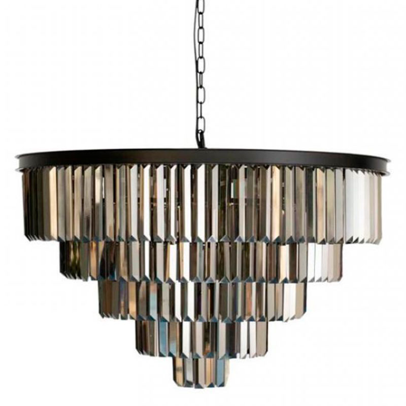Круглая Люстра RH 1920s Odeon Black iron Five Layers Серое Стекло диаметр 80 см Черный Серый Круглая Люстра RH 1920s Odeon Black iron Five Layers Серое Стекло диаметр 80 см Черный Серый в Грозном | Loft Concept