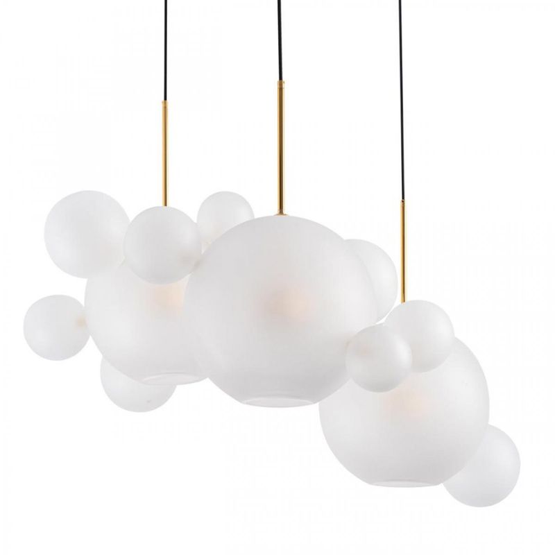 Светодиодный светильник Giopato & Coombes Bollr Bubble Chandelier Circle матовое белое стекло 3 плафона Белый Золотой Светодиодный светильник Giopato & Coombes Bollr Bubble Chandelier Circle матовое белое стекло 3 плафона Белый Золотой в Грозном | Loft Concept