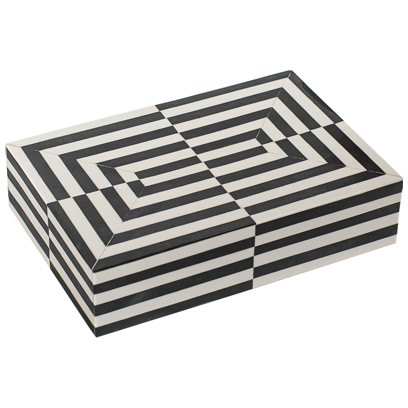 Шкатулка Black White Stripes Bone Inlay Черно-белый Шкатулка Black White Stripes Bone Inlay Черно-белый в Грозном | Loft Concept