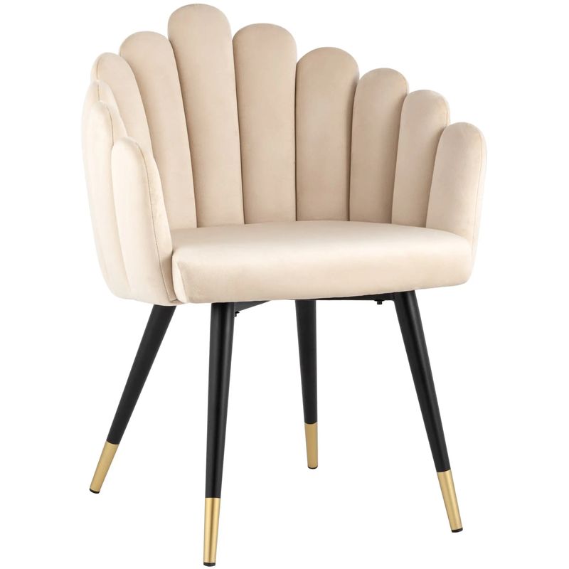 Стул Camellia Chair Бежевый Велюр Бежевый Черный Стул Camellia Chair Бежевый Велюр Бежевый Черный в Грозном | Loft Concept