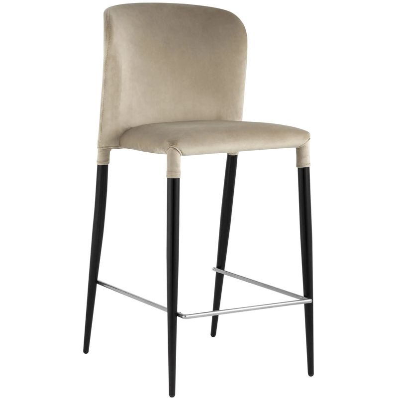 Барный Стул Lori Chair Бежевый Велюр Бежевый Черный Барный Стул Lori Chair Бежевый Велюр Бежевый Черный в Грозном | Loft Concept