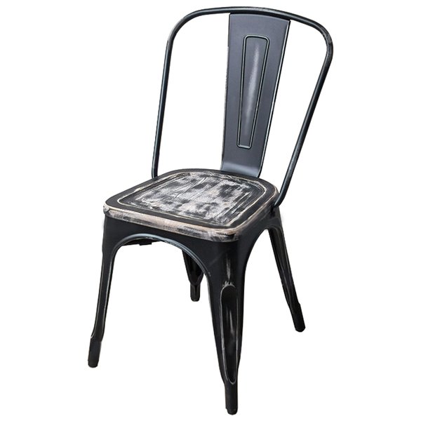 Кухонный стул Tolix Chair Vintage Wood Винтажный черный в Грозном | Loft Concept 