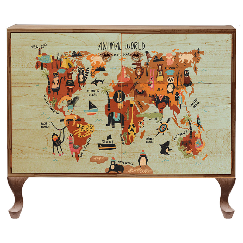 Комод деревянный Animal World Chest of Drawers Коричневый Бежевый Мульти Комод деревянный Animal World Chest of Drawers Коричневый Бежевый Мульти в Грозном | Loft Concept
