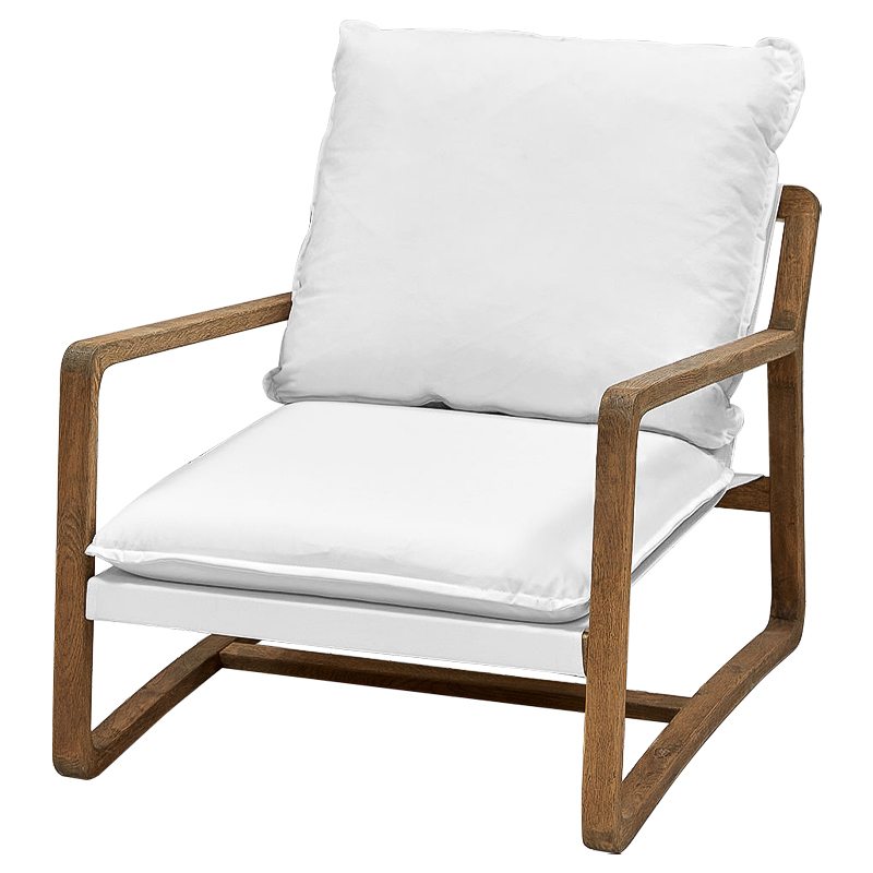 Белое кресло Loan Armchair с каркасом из массива дуба Белый Светлый дуб Белое кресло Loan Armchair с каркасом из массива дуба Белый Светлый дуб в Грозном | Loft Concept
