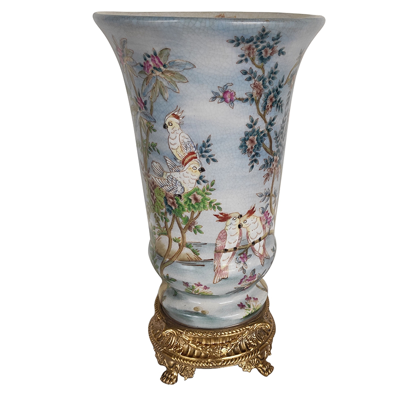 Ваза Blue Vase Parrots Бронза Мульти Голубой в Грозном | Loft Concept 