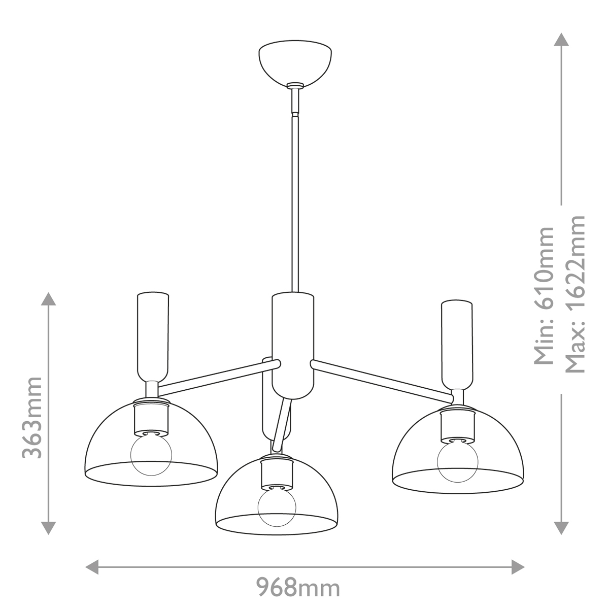 Люстра с 3-мя прозрачными полусферическими плафонами из стекла Alora Mood в Грозном